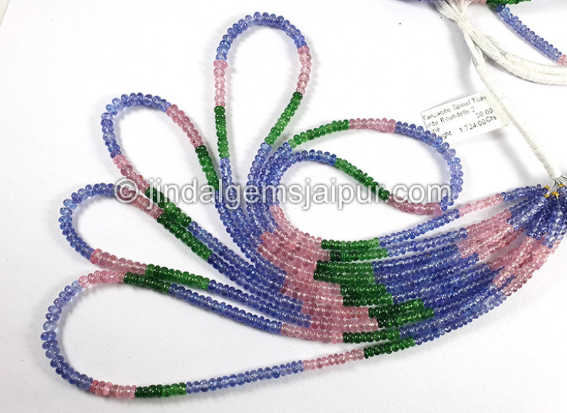 Tanzanite Spinel Tsavorite Smooth Roundelle Shape Beads