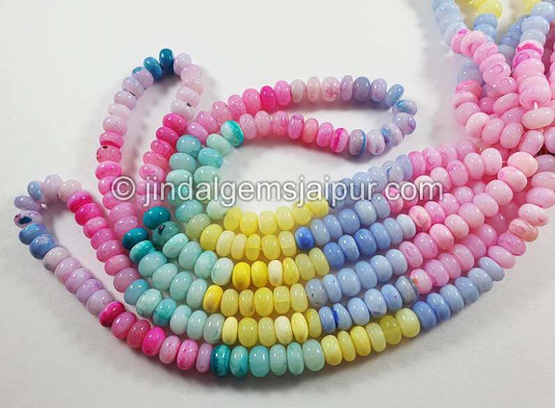 Multi Opal Smooth Roundelle Shape Beads