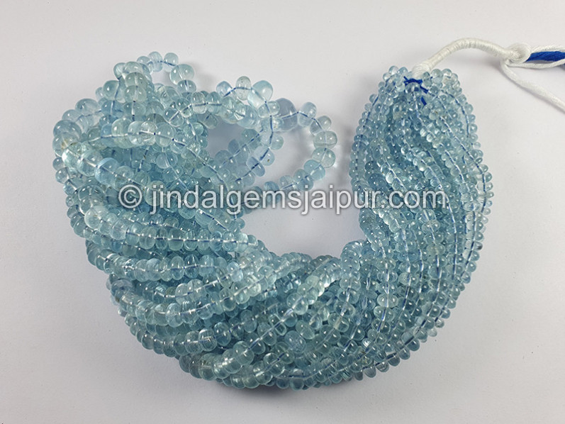 Aquamarine Smooth Roundelle Shape Beads