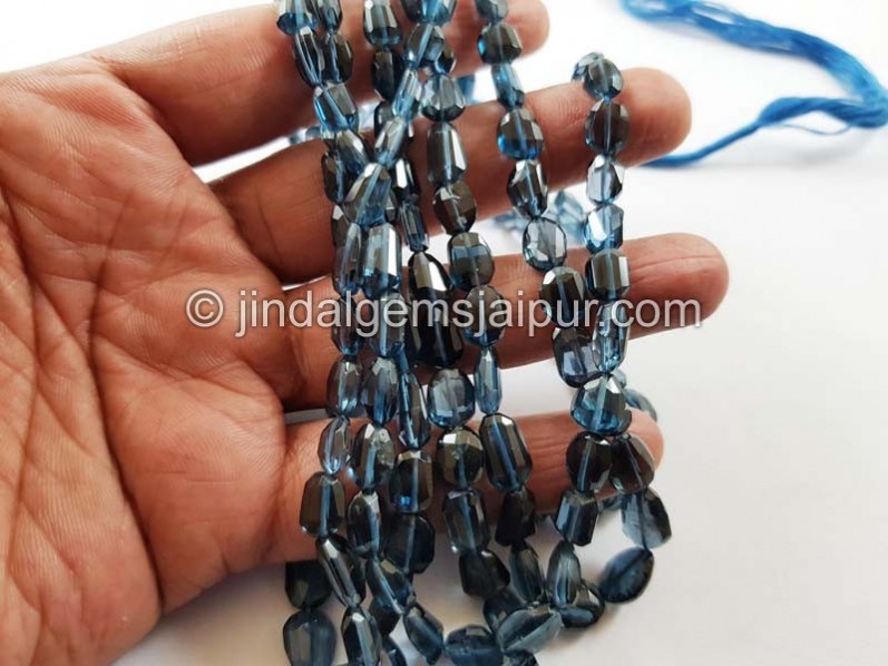 London Blue Topaz Faceted Nugget Beads