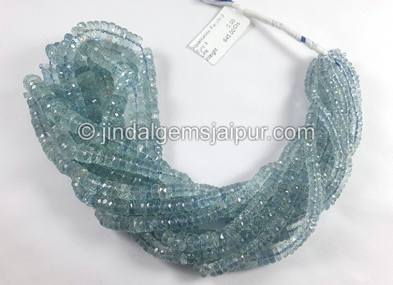 Aquamarine Faceted Tyre Shape Beads