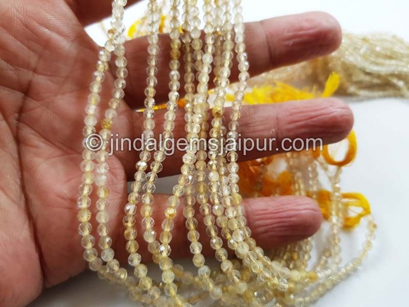 Golden Rutile Micro Cut Round Beads