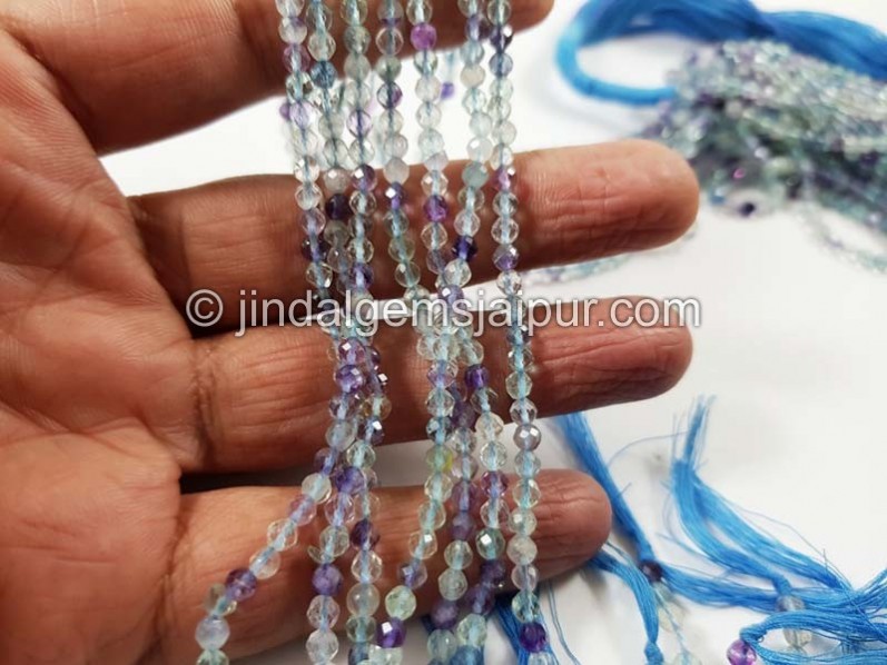 Blue Fluorite Micro Cut Round Beads