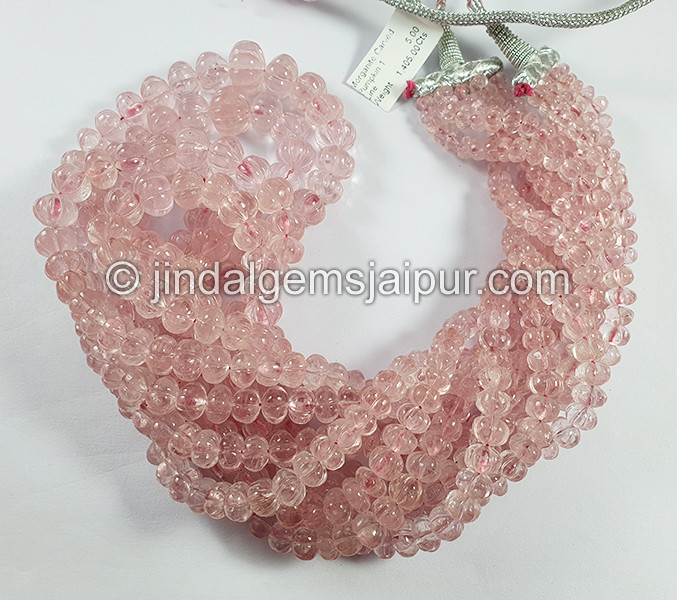 Morganite Carved Pumpkin Shape Beads
