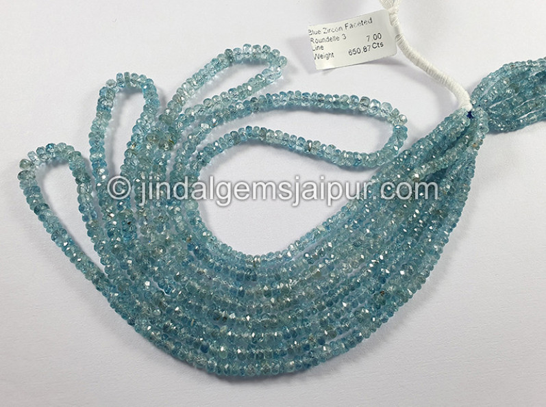Blue Zircon Faceted Roundelle Shape Beads