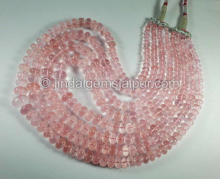 Rose Quartz Smooth Roundelle Shape Beads