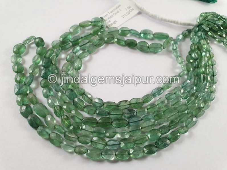 Green Tourmaline Faceted Oval Beads