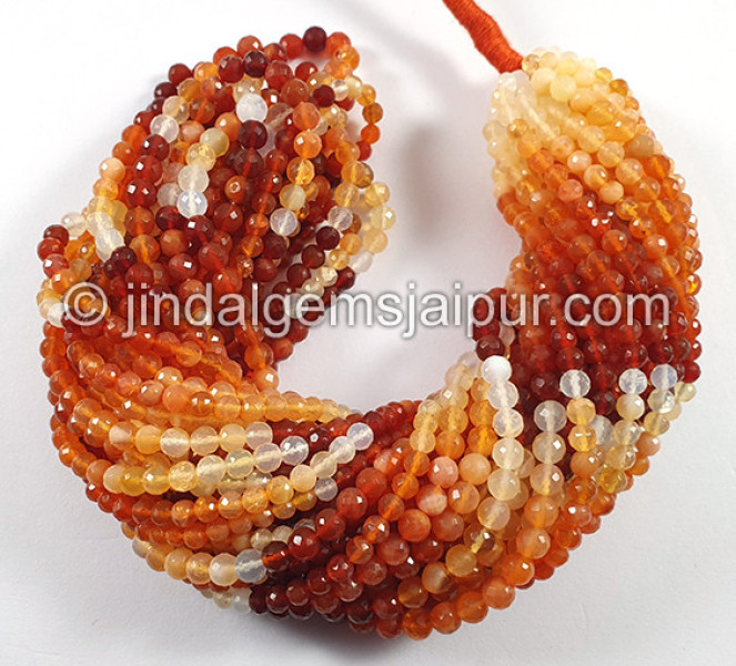 Fire Opal Faceted Round Balls Shape Small Beads