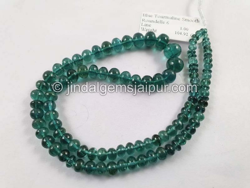 Teal Green Tourmaline Smooth Roundelle Beads