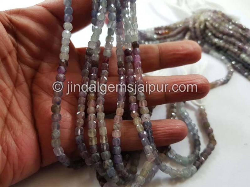 Multi Sapphire micro cut cube beads