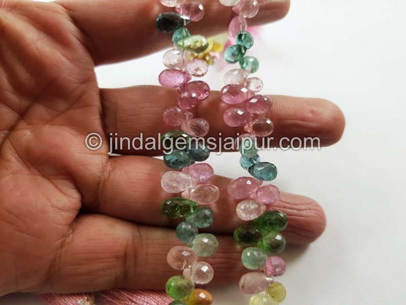 Afghan Tourmaline Faceted Drops Beads