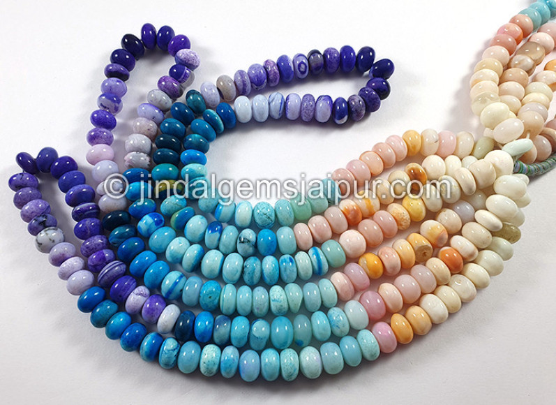 Multi Opal Dyed Smooth Roundelle Shape Beads