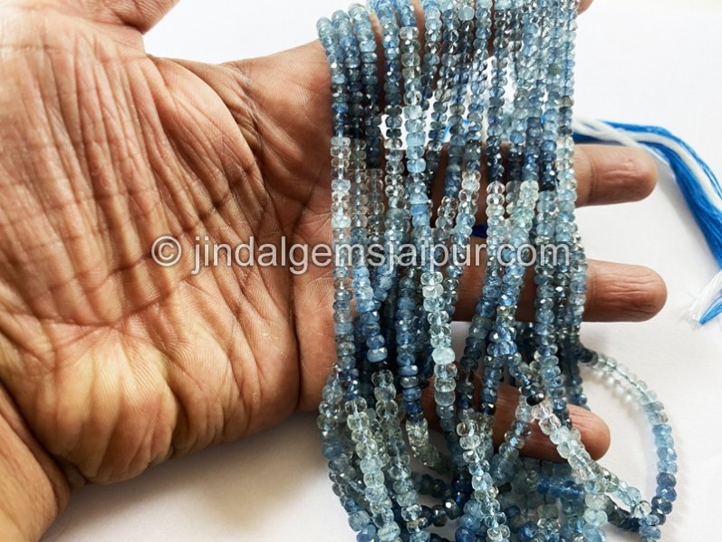 Santa Maria Aquamarine Shaded Faceted Roundelle Beads
