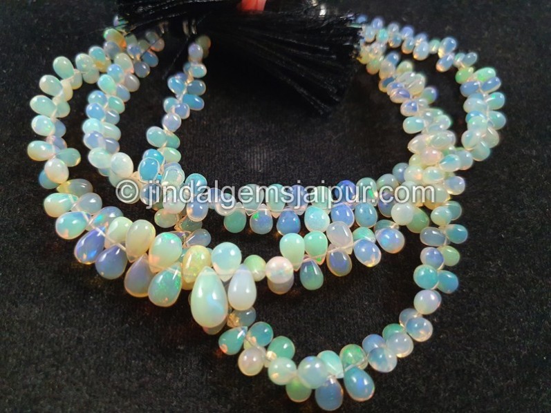 White Ethiopian Opal Smooth Drops Beads