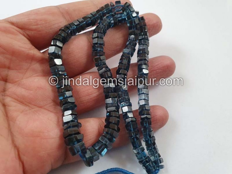 London Blue Topaz Step Cut Roundelle Beads