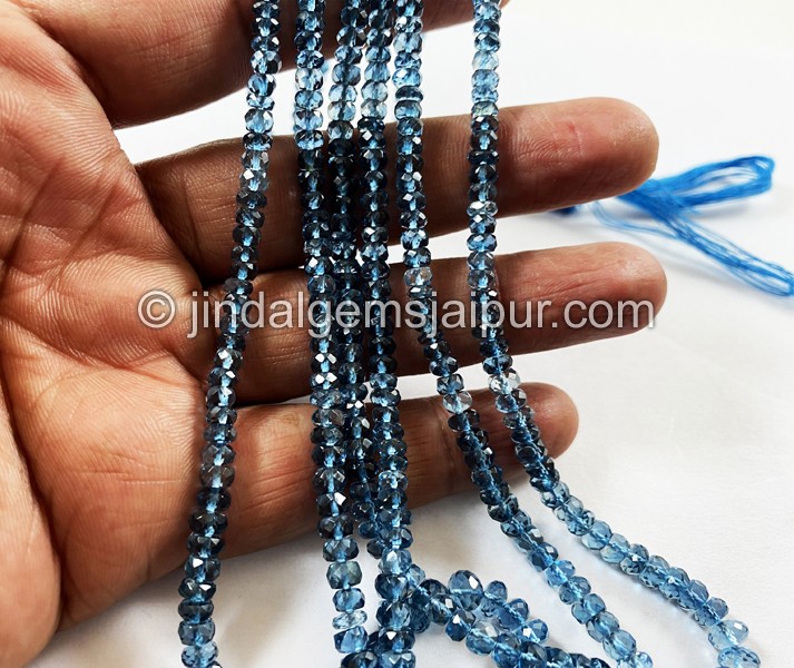 London Blue Topaz Faceted Roundelle Beads