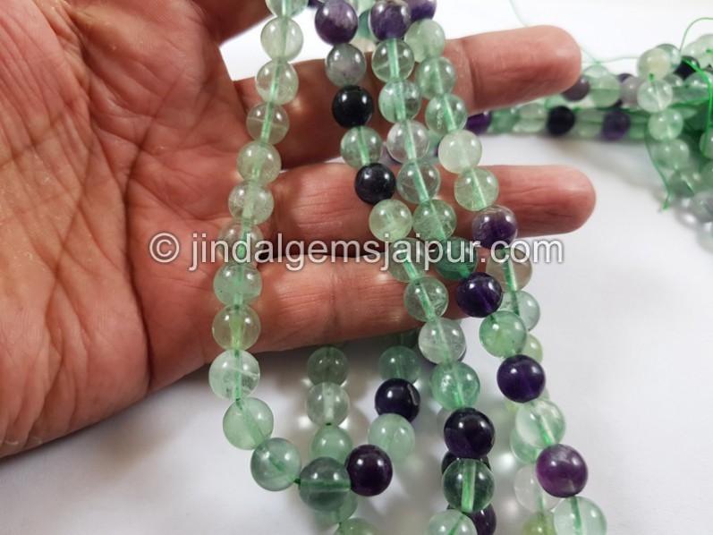 Multi Fluorite Smooth Round Beads