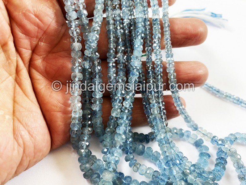 Santa Maria Milky Aquamarine Faceted Roundelle Beads