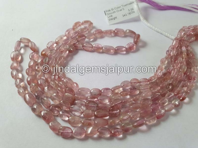 Pink Bi Color Tourmaline Smooth Oval Beads