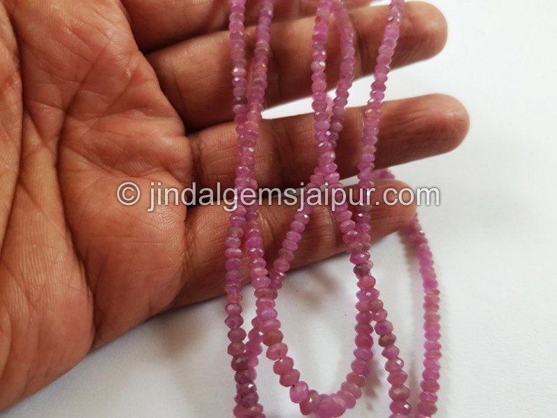 Natural Pink Sapphire Faceted Roundelle Beads