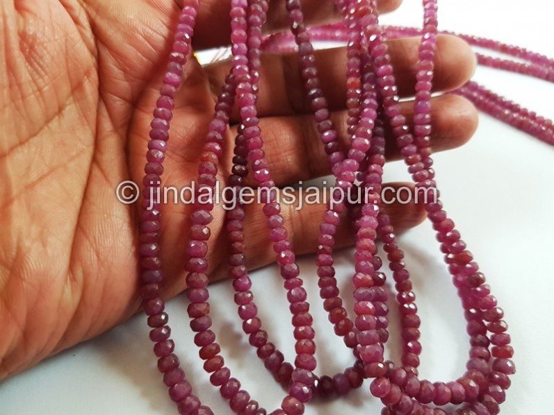 Natural Ruby Faceted Roundelle Beads