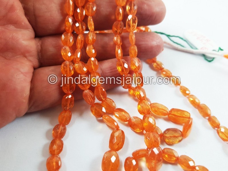 Mandarin Garnet Faceted Oval Beads