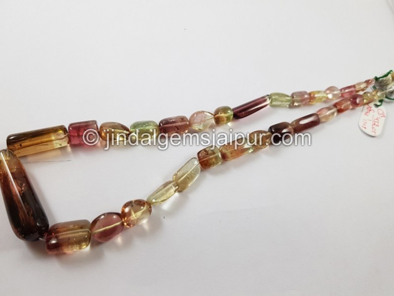 Bi Colour Tourmaline Smooth Nugget Beads