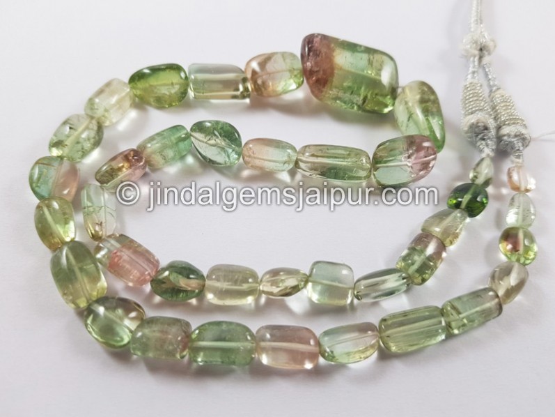 Bi Colour Tourmaline Smooth Nugget Beads