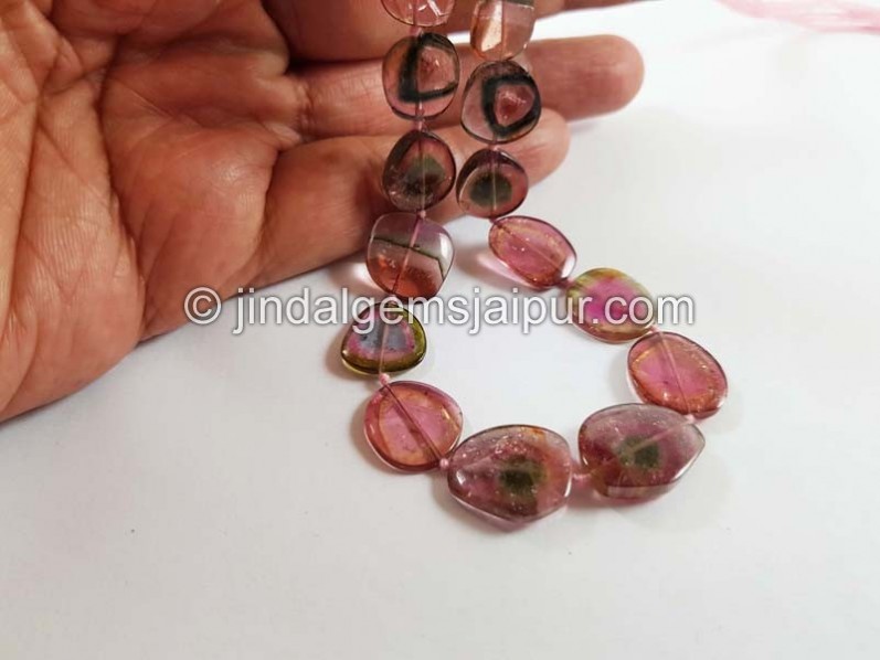Watermelon Tourmaline Smooth Slices Beads