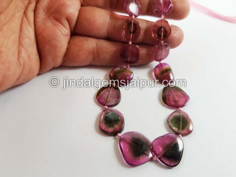 Watermelon Tourmaline Smooth Slices Beads