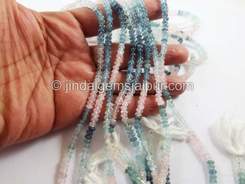 Multi Milky Aquamarine Smooth Roundelle Beads