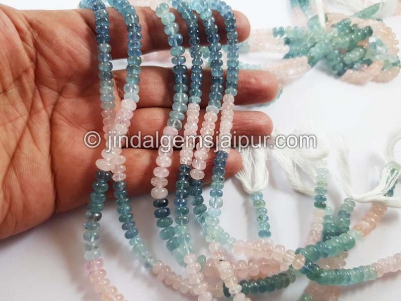 Multi Milky Aquamarine Smooth Roundelle Beads