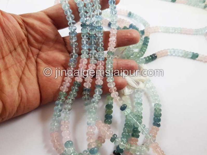 Multi Milky Aquamarine Far Smooth Roundelle Beads