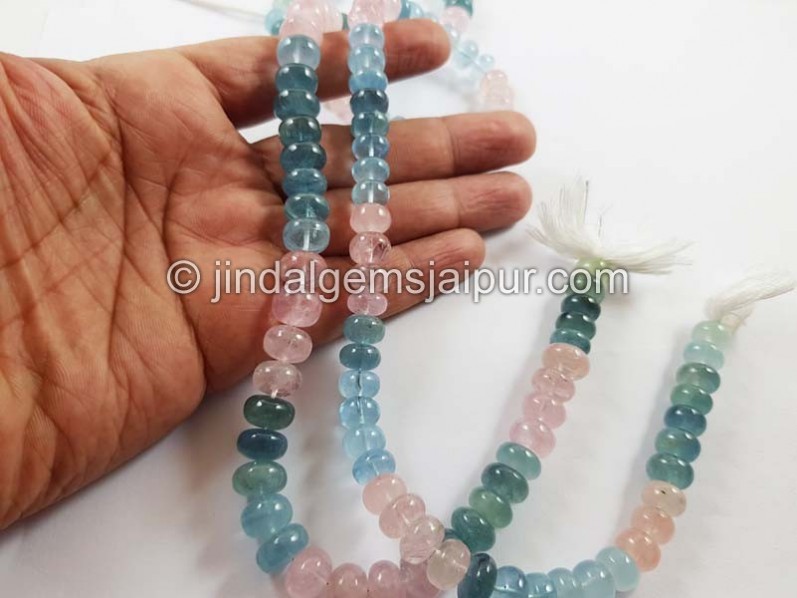 Multi Milky Aquamarine Far Smooth Roundelle Beads
