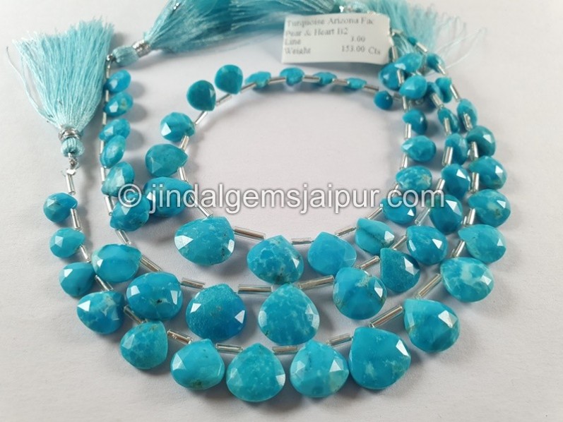 Turquoise Arizona Faceted Heart Shape Beads
