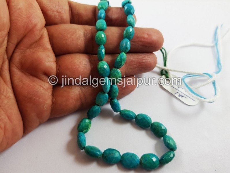 Blue Chrysocolla Faceted Oval Beads