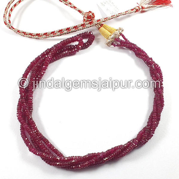 Ruby Mozambique Faceted Roundelle Shape Beads