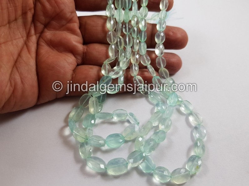 Natural Peruvian Blue Opal Faceted Oval Beads