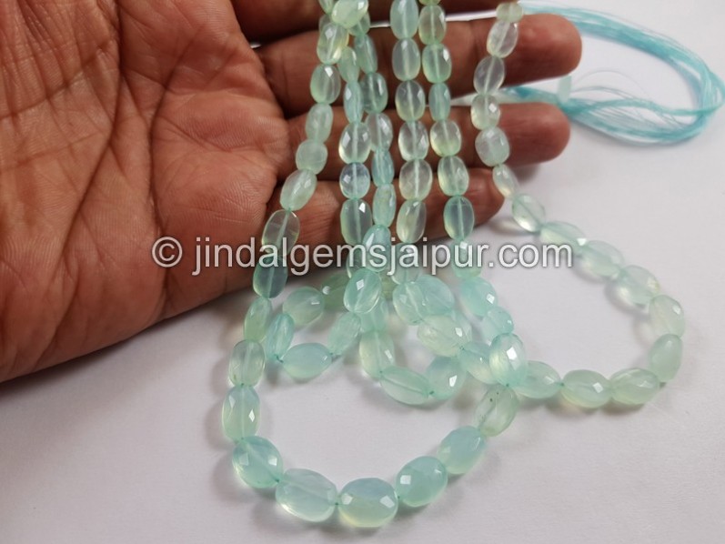 Natural Peruvian Blue Opal Faceted Oval Beads
