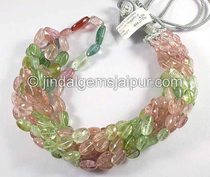 Pastel Tourmaline Smooth Nuggets Shape Beads