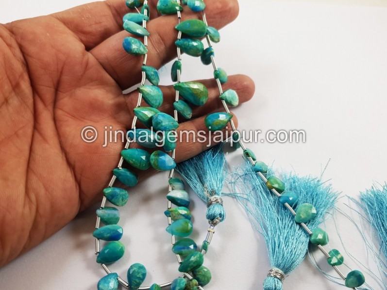 Natural Blue Opalina Faceted Pear Beads