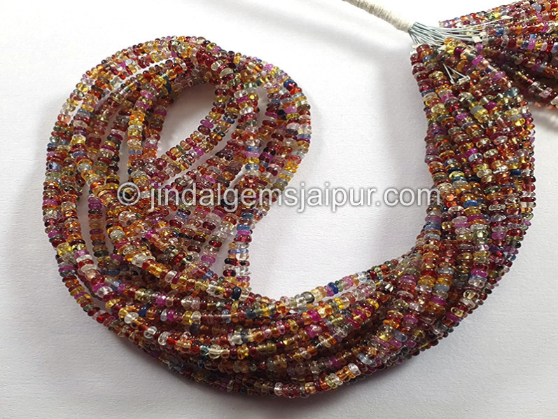 Natural Multi Sapphire Smooth Roundelle Shape Beads