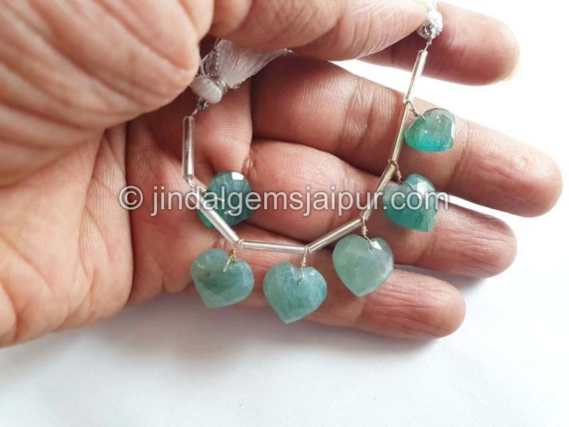 Grandidierite Faceted Heart Beads