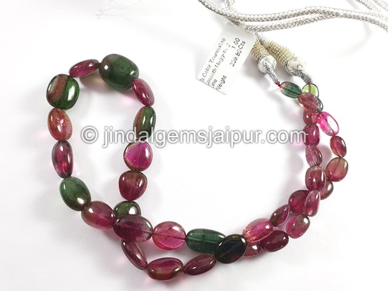 Bi Color Tourmaline Smooth Nuggets Shape Beads