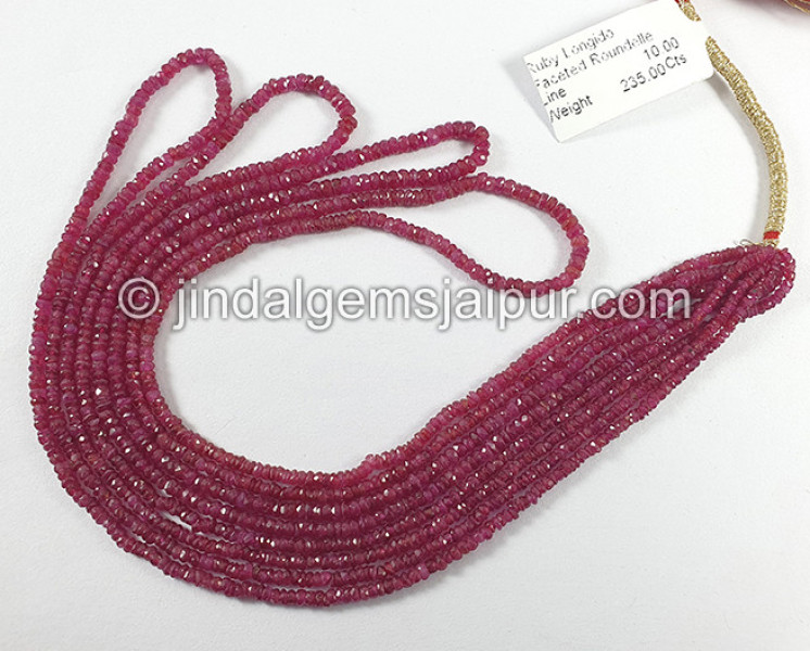 Ruby Longido Faceted Roundelle Shape Beads