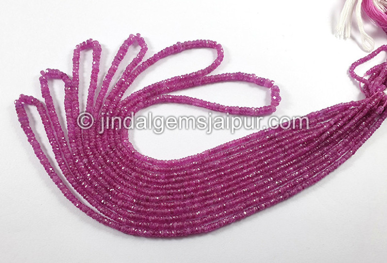 Pink Sapphire Faceted Roundelle Shape Beads