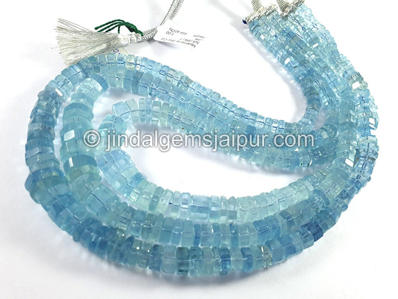 Aquamarine Step Cut Bolt Shape Beads
