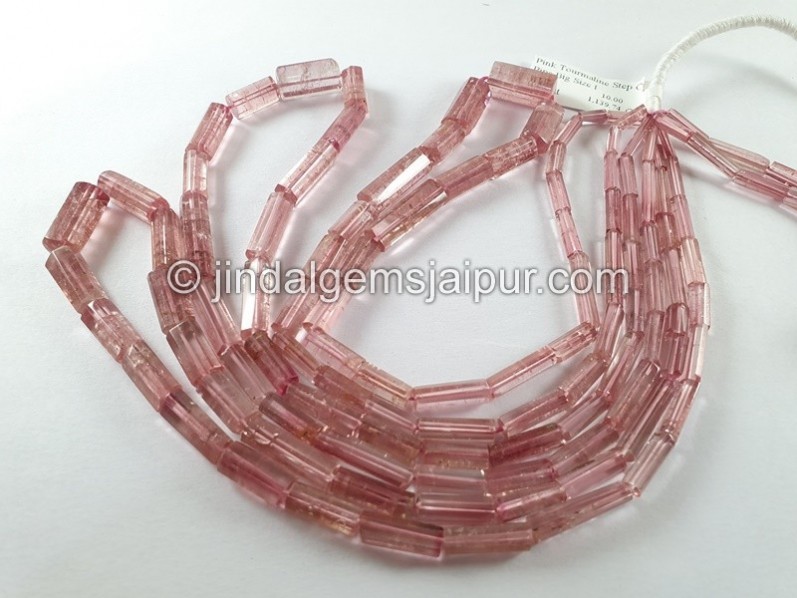 Pink Tourmaline Step Cut Pipe Beads -- TURA472