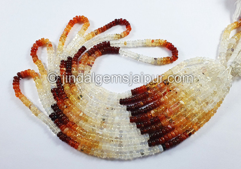 Fire Opal Smooth Roundelle Shape Beads