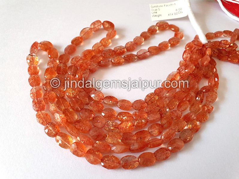 Sunstone Faceted Oval Shape Beads